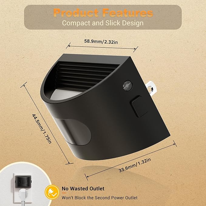 JandCase Motion Sensor Night Light, Night Lights Plug into Wall, Dusk to Dawn Sensor Nightlight with Motion Activated, 30/60/100lm Brightness Dimmable, 3000K Warm White, for Kids Bedroom Hallway