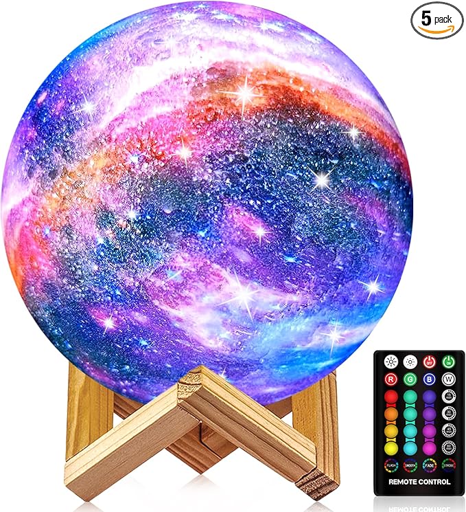 Moon Lamp, Galaxy Night Light, 16 Colors Large galaxy light 3D printing Moon Night Light with Stand/Remote Control/Touch/USB Rechargeable, Moon Light for Kids Baby friend family gifts (9.6 inch)