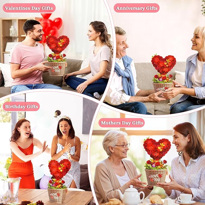 Birthday Cards with MUSIC & LIGHTS, 3D Pop Up Mothers Day Card & Anniversary Card, Love Tree Hearts, 10 Inch Life Sized Forever Bouquet Mothers Day Gifts for Her Women Wife Mom