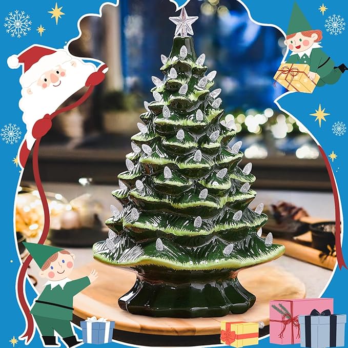 Boao 100 Pieces Ceramic Christmas Tree Bulbs and 5 Stars Replacement Plastic Bulbs for Ceramic Christmas Tree Decorations (4 mm Diameter,Transparent)