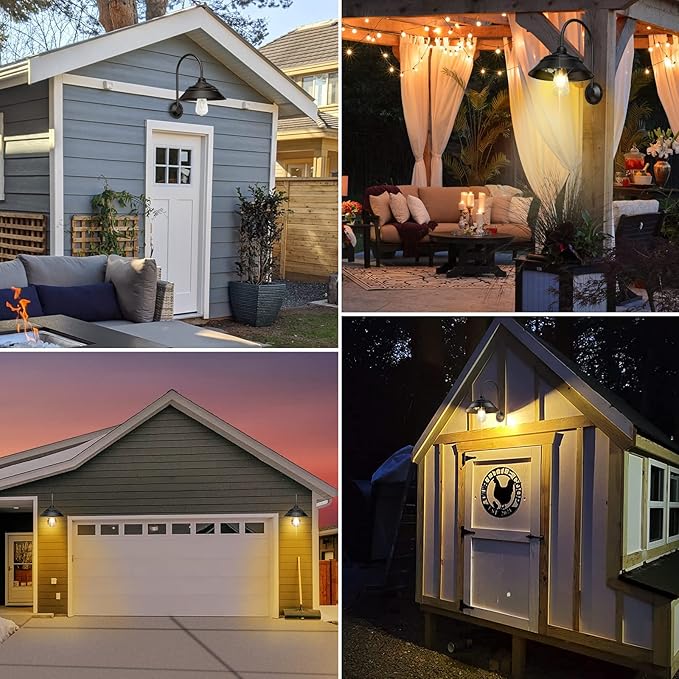 Aqonsie Solar Barn Lights Outdoor, Vintage Rustic Solar Chicken Coop Light with 3 Lighting Modes & Motion Sensor, Waterproof Outdoor Wall Mount Light for Barn, Shed, Chicken Coop