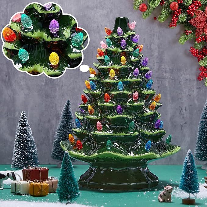Boao 120 Pcs Ceramic Christmas Tree Replacement Lights Clear Plastic Flame Peg Bulbs Accessories for Ceramic Christmas Trees and DIY Projects(Multicolor,Small)