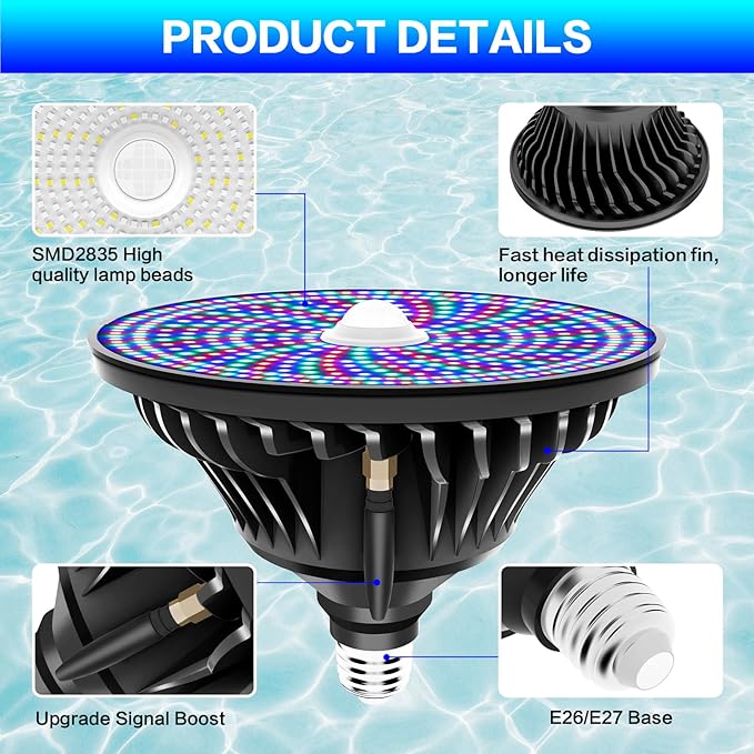 CEDIO 120V 90W Pool Lights for Inground Pool, Led Pool Light Bulb for Inground Pool, Color Changing Underwater Pool Light with Remote Control, E26/E27 Replacement