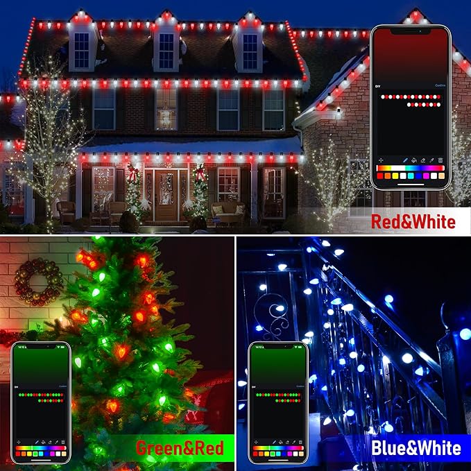 100LED 79 FT Smart C9 Christmas String Lights App Control 105 Modes Plug in Fairy Twinkle String Lights Schedule Function Waterproof Extendable for Indoor Outdoor Wedding Party Christmas Decorations