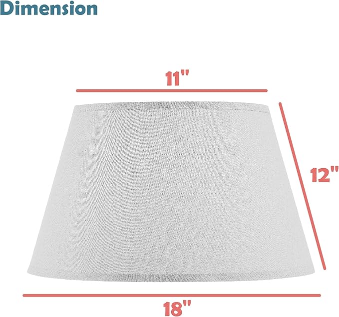 Aspen Creative 33202 Box Pleated Large Empire Spider Construction Lamp Shade, Off-White Linen Fabric, 11" Top x 18" Bottom x 12" Slant