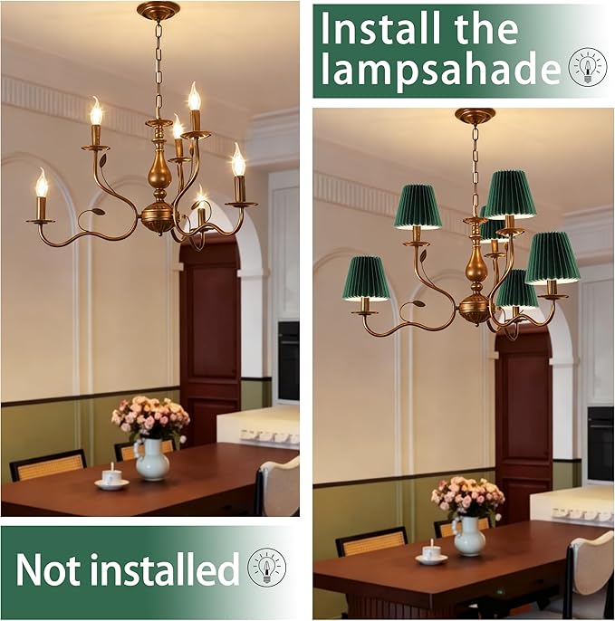 Small pleated lampshade chandelier shades set of 6. Lampshade for Wall Lamp.chandelier shades.small table lamps.For Cutting Edge bulbs.light bulb shade.chandelier light covers.4" X 5" X 6"