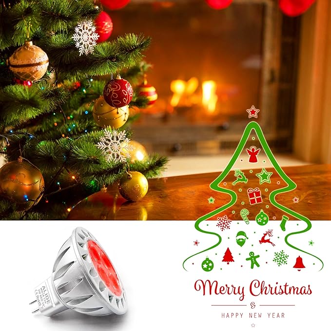 ALIDE Red MR16 GU5.3 Led Bulbs 5W,20W 35W 50W Halogen Equivalent,12V Low Voltage MR16 Led Red Bulb Spotlights for Outdoor Landscape Yard Garden Tree Christmas Holiday Lighting,Not Dimmable,3 Pack