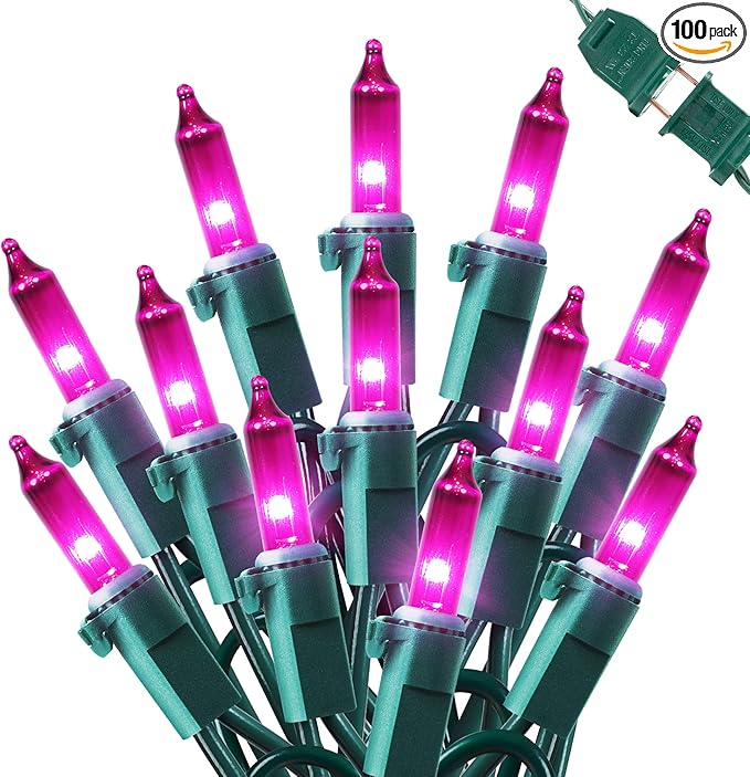 Hopolon Purple Christmas Lights Outdoor, 2Pack 13Feet 50Count Halloween String Lights Connectable 120V Plug in for Outdoor Indoor Garden Party Christmas Xmas Tree Lights Decor (Purple)