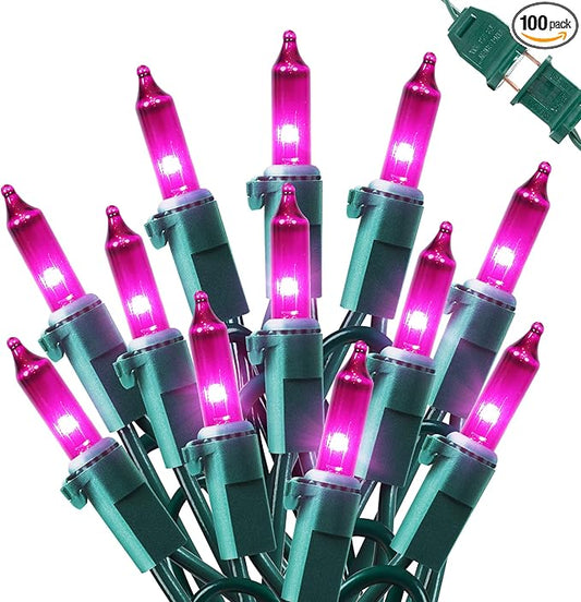 Hopolon Purple Christmas Lights Outdoor, 2Pack 13Feet 50Count Halloween String Lights Connectable 120V Plug in for Outdoor Indoor Garden Party Christmas Xmas Tree Lights Decor (Purple)