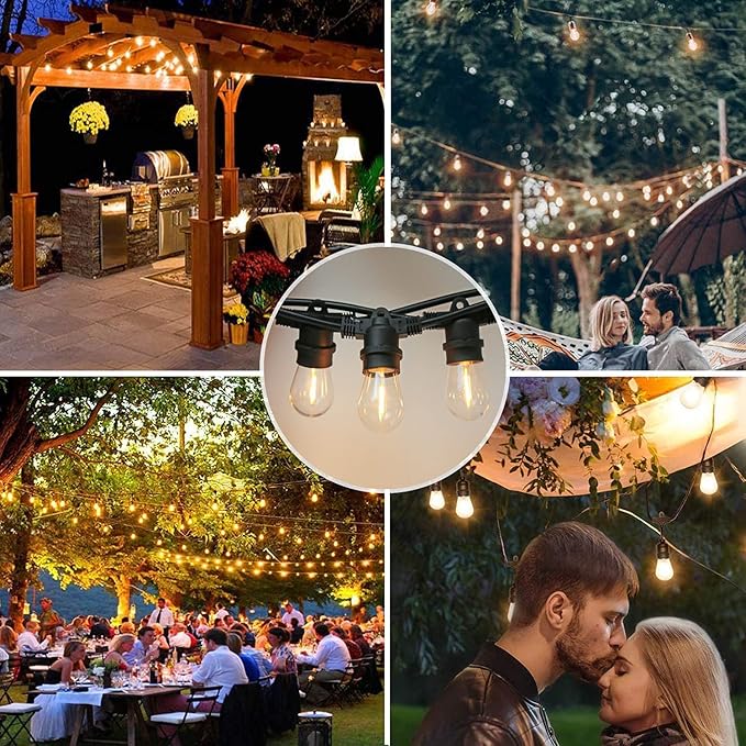 48 Pack S14 LED String Light Bulbs, 1W Shatterproof & Waterproof Outdoor Indoor Replacement Bulbs, E26 Base Edison LED Light Bulbs Warm White 2200K. (S14 48Pack)