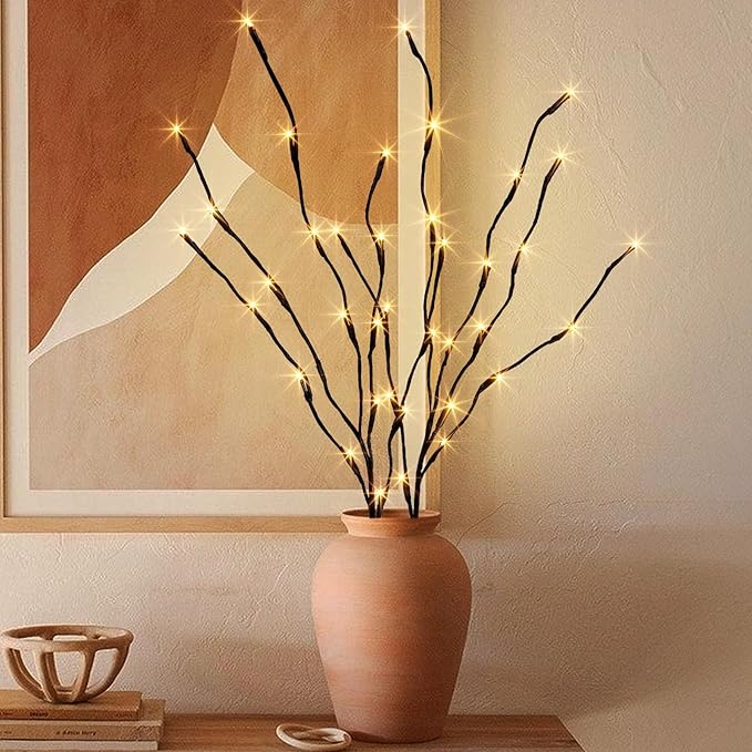 PEIDUO Lighted Branch, 30Inch 2PK 40 LED Pathway Lights, Battery Operate with Timer, for Christmas Decorations Indoor Outdoor Room Apartment Stake Lights for Lawn