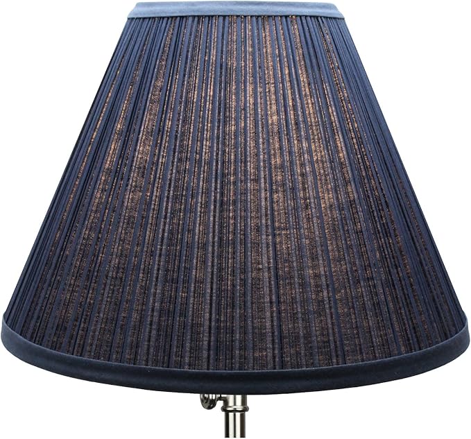 FenchelShades.com Lampshade 5" Top Diameter x 12" Bottom Diameter x 9" Slant Height with Washer (Spider) Attachment for Lamps with a Harp (Pleated Navy Blue)