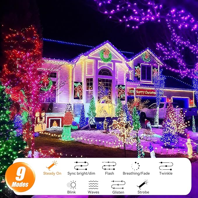 LitHome 99Ft 300 LED Color Changing Christmas String Lights, 35 Colors 9 Modes RGB Christmas Lights with Remote Timer, Dimmable Led String Light Outdoor Plug in, Xmas Tree Light for Indoor Party Decor