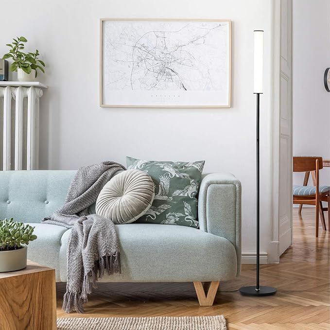 O’Bright Dimmable LED Cylinder Floor Lamp, Full Range Dimming, Minimalist Standing Pole Lamp/Torch Lamp, Floor Lamps for Living Room, Bedrooms, Porch, Patio, and Office, Black