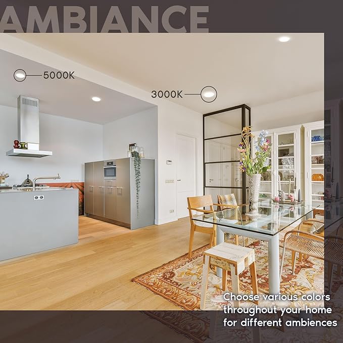 LUXRITE 8 Inch LED Disk Lights, 27W, 5CCT Selectable 2700K- 5000K, Flush Mount Recessed Retrofit Ceiling Light, 2000LM, Dimmable, J-Box or 6" Can Install, 9.4" Face Diameter, Energy Star, ETL