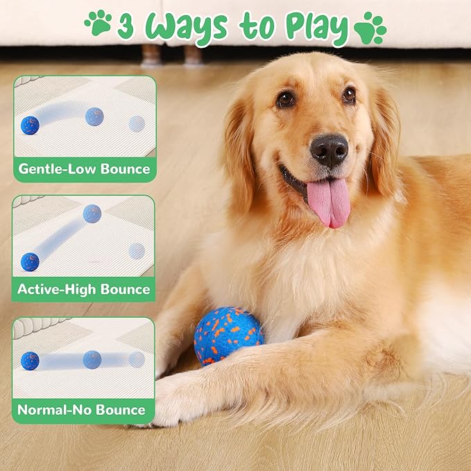 Smart Interactive Dog Toys,Vibrating Dog Ball,Pet Bounce Ball for Dogs (Small & Large),Chew-Proof Shell,Automatic Moving/Bouncing/Rotating, E-TPU Material,Ip68 Waterproof