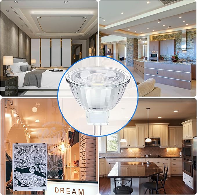 Energetic Dimmable MR16 5W 12V LED Light Bulb, 50W Halogen Equivalent, CRI 90+, GU5.3 Bi-Pin Base, 40 Degree Beam Angle, 3000K Warm White, 500LM, for Landscape, Recessed, Track Lighting, 12Pack