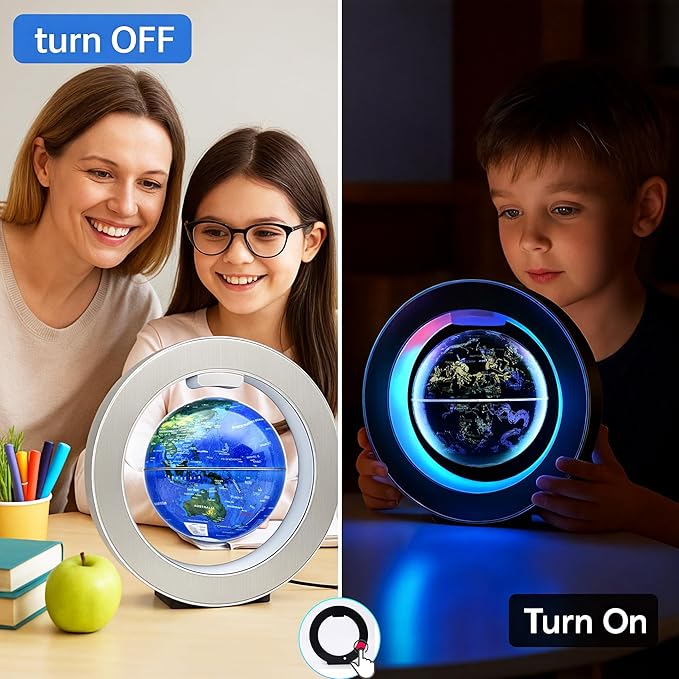 Magnetic Levitation Floating Globe 4" Constellation Geography LED Lights Rotating for Kids,Cool Office Desk Unique Men Gift Ideas or Birthday Tech Present Gadgets for Teenage Boys