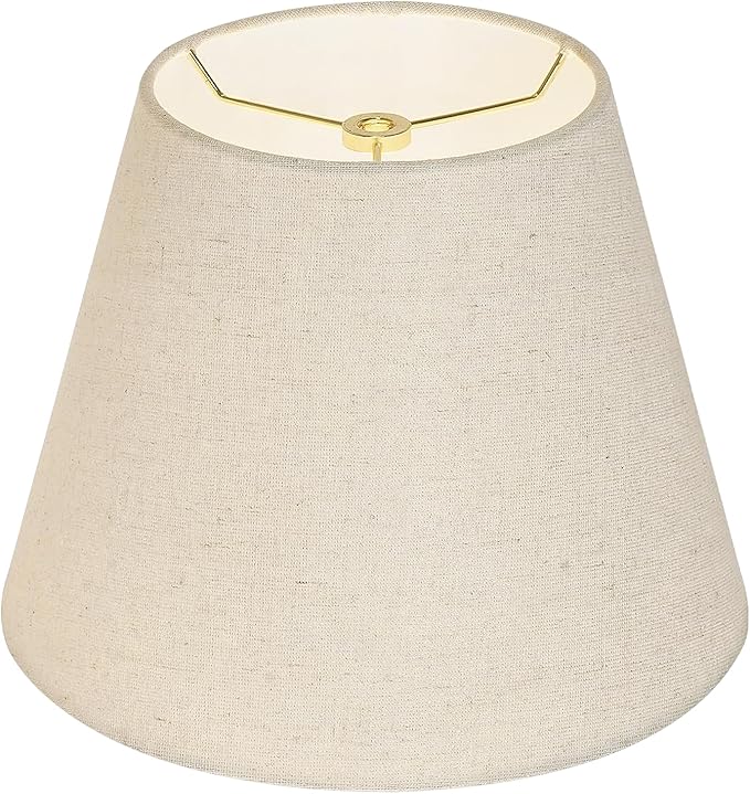 Small Lamp Shade, ALUCSET Barrel Fabric Lampshade for Table Lamp and Floor Light, 6x10x7.5 inch, Natural Linen Hand Crafted, Spider