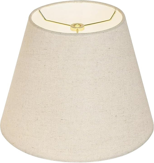 Small Lamp Shade, ALUCSET Barrel Fabric Lampshade for Table Lamp and Floor Light, 6x10x7.5 inch, Natural Linen Hand Crafted, Spider