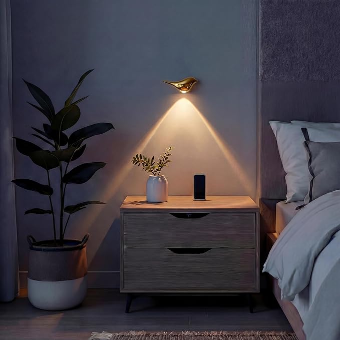 2-Pack Golden Birds Motion Sensor Night Lights, Rechargeable Battery Operated Magnetic Wireless Wall Lights, 3000K Warm Light for Hallway, Staircase, Bedroom Home Decor, Easter Gift