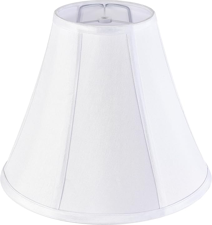 Bell Lamp Shades White Medium Lamp Shade 6" Top x 13" Bottom x 9.8" High(Spider) Modern Lamp Shade for Table Lamp & Bedside Lamp - Side Ribbing Hand Crafted Lampshade Replacement by GO&SO