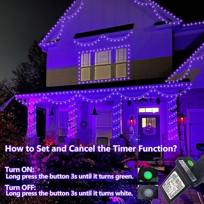 QITONG 165ft 500 LED Purple String Lights, Christmas Lights Outdoor Waterproof with 8 Modes, Green Wire Twinkle Lights Plug in Indoor