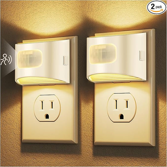 DORESshop LED Night Light[2 Pack], Night Lights Plug into Wall, 3 Mode Motion Sensor Night Light Plug in, Dusk to Dawn Sensor, Nightlights for Adults, Bedroom, Bathroom, Hallway, White Cover