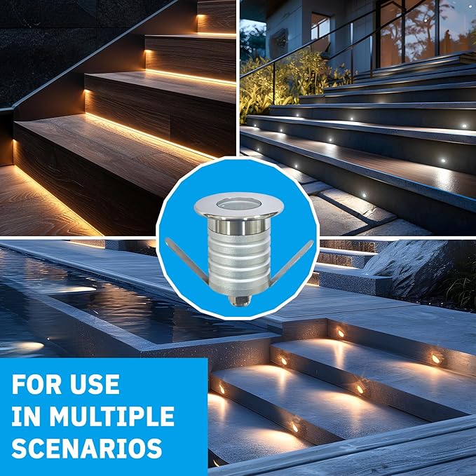 210 LED Honeycomb Underground Light, 3W, DC12-24V, IP67, Anti-Glare, Low-Voltage Embedded, Stainless Steel 304 Cover, Suitable for Outdoor Ground, Deck, Square, Park, Courtyard(3000K, 4Packs)