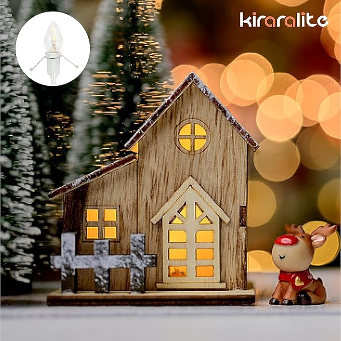 4 Accessory Cord with 4 Led Light Bulb 6 Ft White Cord with On/Off Switch Plugs E12 Candelabra LED Light Bulbs and Clips for Halloween Christmas Decorations Craft Village House Decoration