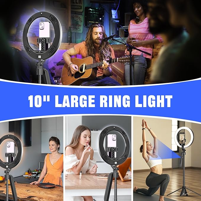 Auto Face Tracking Selfie Stick Tripod for iPhone with 10" Ring Light,360 Rotation That Follows Your Movement,71" Phone Camera Stand with Remote for Content Creator Vlog Video Recording