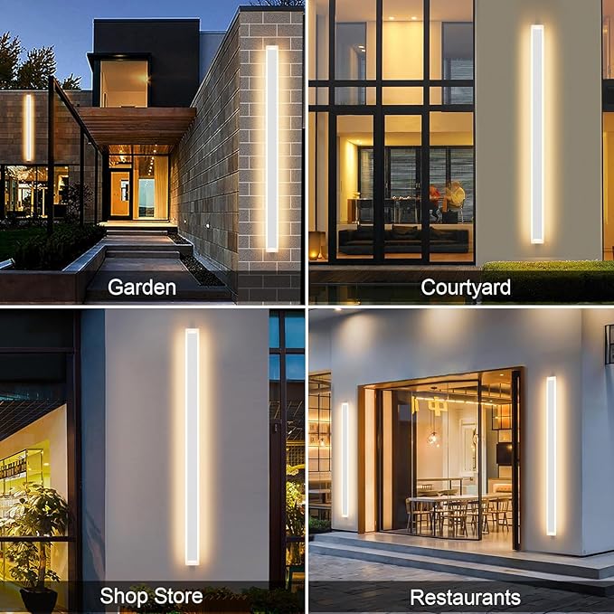 Aipsun Porch Wall Lights 59inch Long Strip Modern Outdoor Wall Light Fixture, White Wall Mount Lighting Sconce Exterior Lights Wall Sconce 3000K for House Living Room Corridor(1 Pack)