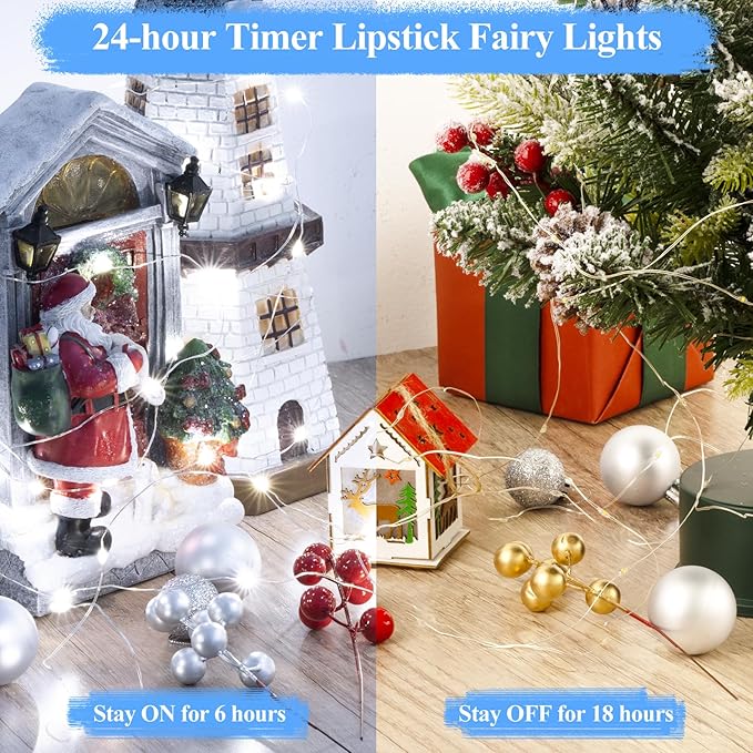 Lakumu Fairy Lights Battery Operated-Rechargeable LED String Lights with Timer, 8Modes Twinkle Lights for Bedroom, Christmas Decorations, Wedding, Vine, Centerpiece Table Decor (5M/16FT Cool White)