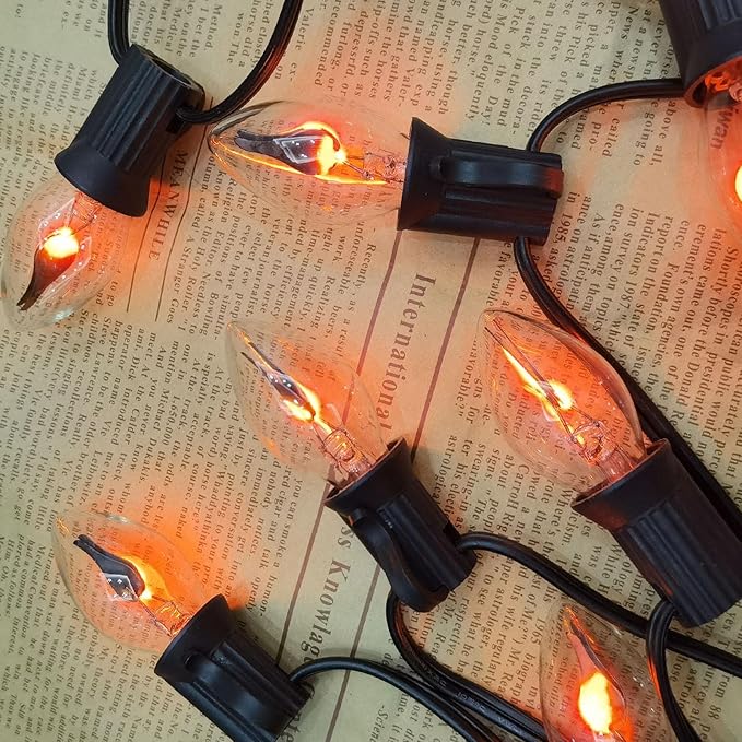 25 Pack C7 Christmas Flickering Flame Light Bulbs, 1W Clear Flicker Flame Candles Light Bulbs, E12 Candelabra Replacement Light Bulb for Christmas Electric Window Candles Chandelier Night Light
