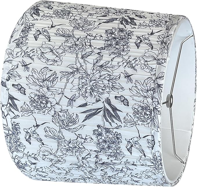 TOOTOO STAR Printed Drum Lamp Shades, pleated lampshade for table and floor lamps, 10.5" top x 12" bottom x 9" high modern Small fabric shades, requires simple assembly