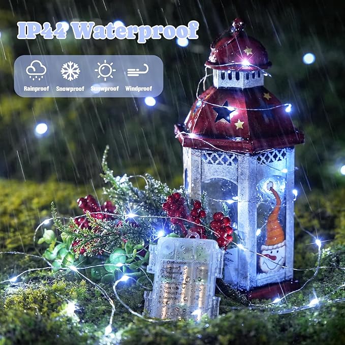 JMEXSUSS 2 Pack White Fairy Lights Battery Operated, Total 200 LED 66ft Twinkle Lights with Remote, 8 Mode White String Lights for Bedroom Ceiling Centerpiece Tree Indoor Outdoor Decor