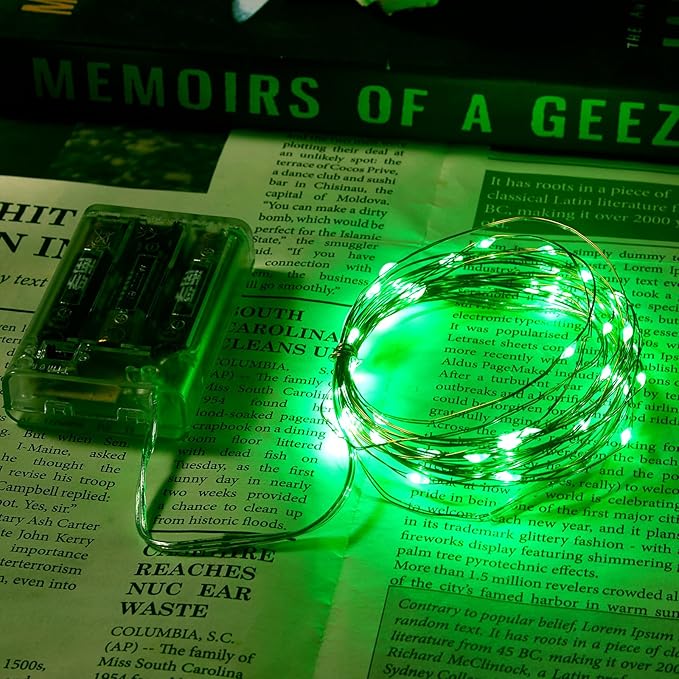 1 Pack 16.4ft Battery Operated String Lights with Timer, Green with Synchronized Twinkle Mode, Fairy Lights Battery Powered, 50 LEDs, Idea for Christmas Bedroom Party Wedding