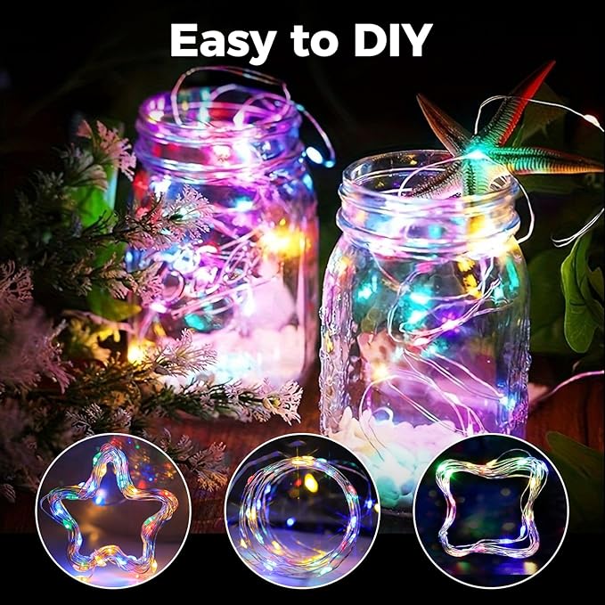Litogo 3 Pack 33 FT 100 LED Colored Fairy Lights Battery Operated with Remote and Timer, IP65 Waterproof Twinkle Light Battery Powered 8 Mode Multicolor String Light for Indoor Outdoor Christmas Decor