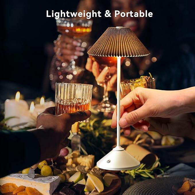 Cordless Rechargeable Touch-Control LED Table Lamp – 3 Adjustable Color Temperatures, Lightweight & Portable, Matte Metallic Finish, Waterproof, Battery Operated for Indoor& Outdoor Use (White&Brown)