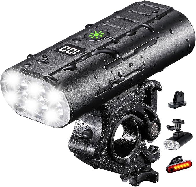 Yosky True 2000 Lumen Bike Lights for Night Riding EVO 6800mAh 6 LED Bike Headlight and Tail Light Set Rechargeable Bike Light Front and Back for Road Mountain Bike, Waterproof Safety Light