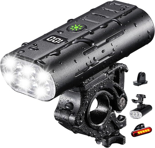 Yosky True 2000 Lumen Bike Lights for Night Riding EVO 6800mAh 6 LED Bike Headlight and Tail Light Set Rechargeable Bike Light Front and Back for Road Mountain Bike, Waterproof Safety Light