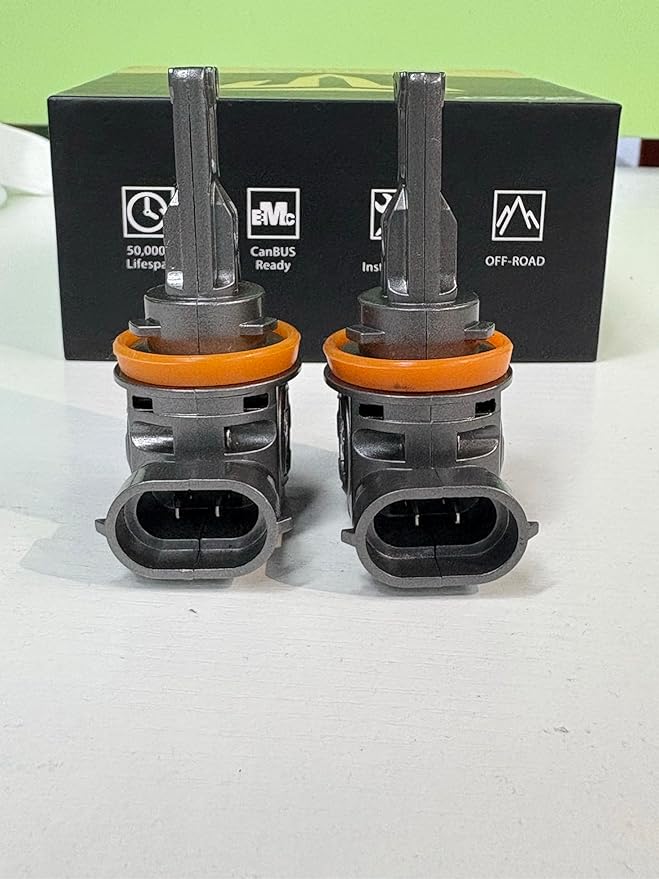 H11/H9/H8 Bulbs, 50,000LM 10X Ultra-Brightness, Real 1:1 Halogen Mini Size, 6500K Cool White H11 Fog Light Conversion Kits, 10-Year Extended Lifespan, Plug and Play, Pack of 2