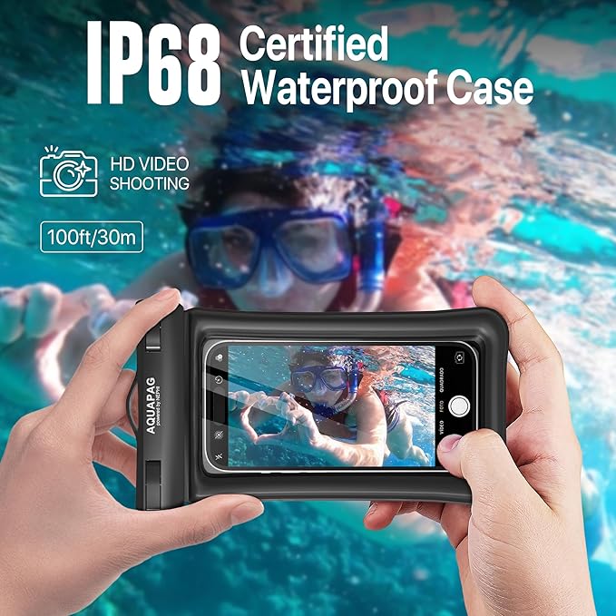 NEPHI IP68 Waterproof Phone Pouch 2 Pack-Up to 7.0"，Adjustable Neck Lanyard Floating Waterproof Phone Case for iPhone,Phone Dry Bags for Vacation Beach Pool Travel Essentials (Pink Blue 2 Pack)