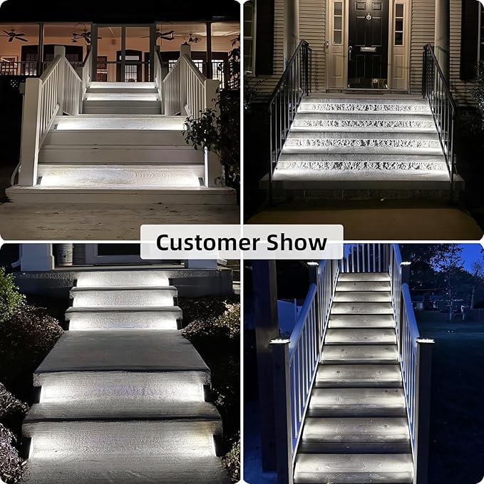 VOLISUN Solar Step Lights Outdoor Waterproof, LED Outdoor Stair Lights, Solar Step Light for Outside, Warm&Cool White Deck Light Decor for Stair,Front Porch and Patio(Gray,6 Pack)