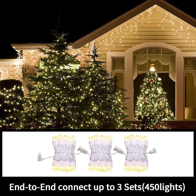 LAMPHOME Christmas Lights 150 Count Mini Clear Valentines Lights 31.9ft White Wire Christmas Tree String Lights for Outdoor Indoor Christmas Decorations Wedding Valentines Day Decor,UL Certified