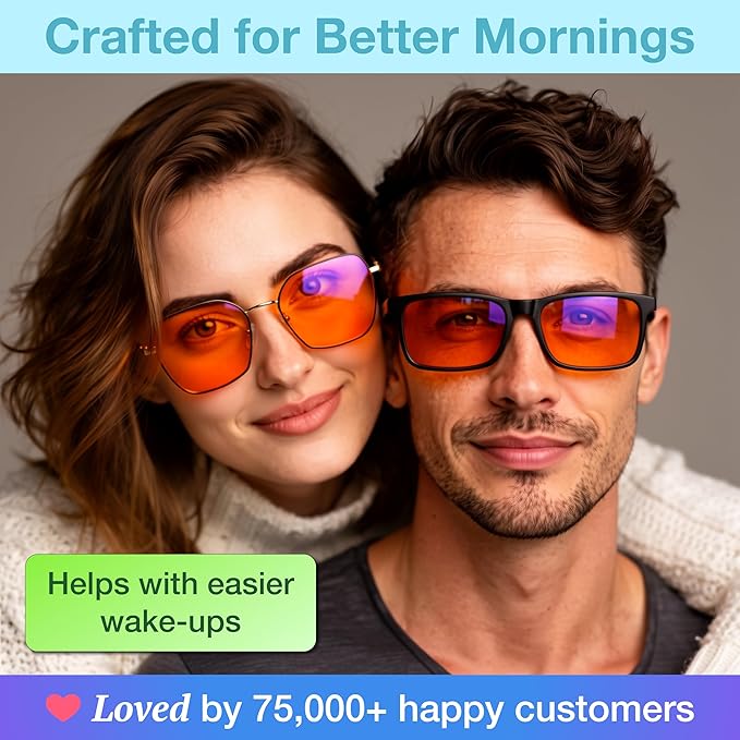 Orange Blue Light Blocking Glasses for Better Sleep - Premium Stainless Amber Orange Computer Migraine Glasses for Women & Men - Amber fl 41 Gaming Blue Light Blockers for Eye Strain & Fatigue