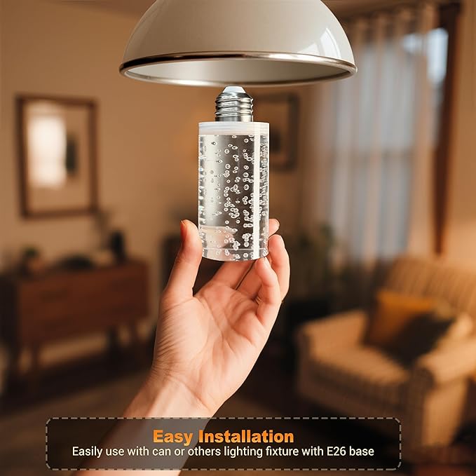 JandCase LED Bulb,5W,3000K,500LM Dimmable E26 Acrylic Bubble Bulb with Ceramic Base, Suitable for E26 Lighting Fixtures Including Chandeliers, Wall Sconces, Table Lamps, and Vanity Lights-3 Pack