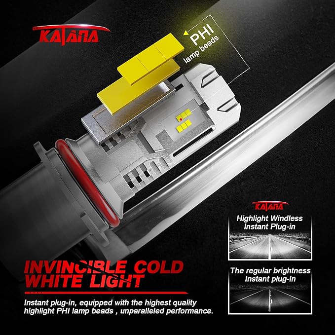 Katana 90-07 Light Bulbs | HB5 Fog Light Bulbs Fanless Wireless Super Bright 6500K Xenon White Fog Light, Pack of 2