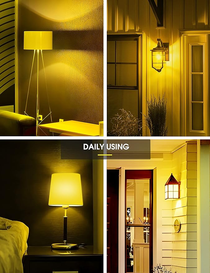 L LOHAS LED Yellow Bug Light Bulbs Outdoor, A19 9W Bug Lights for Outside, 60W Equivalent, 2000K Amber Porch Light Bulb, Non-Attracting, E26 Base, Not-Dimmable, Ideal for Patio, Deck, Backyard, 2 Pack