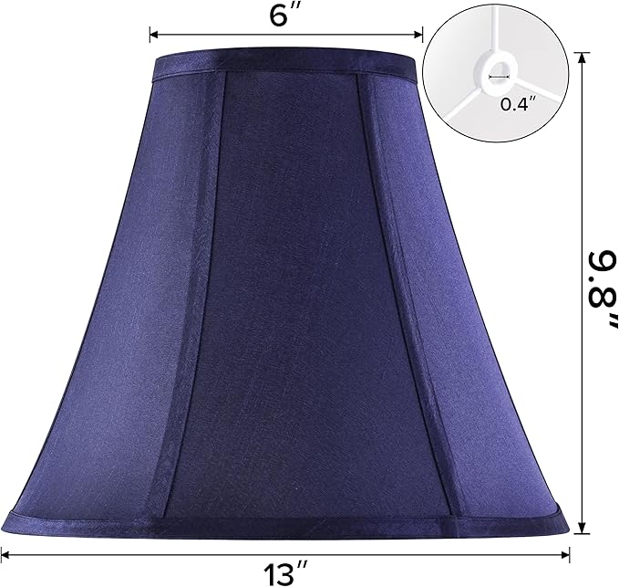 GO&SO Blue Bell Lamp Shades 6" Top x 13" Bottom x 9.8" High(Spider) Medium Lamp Shade, Traditional Fabric Lamp Shade for Table Lamp,Floor Lamp,Side Ribbing Hand Crafted Replacement Lampshade